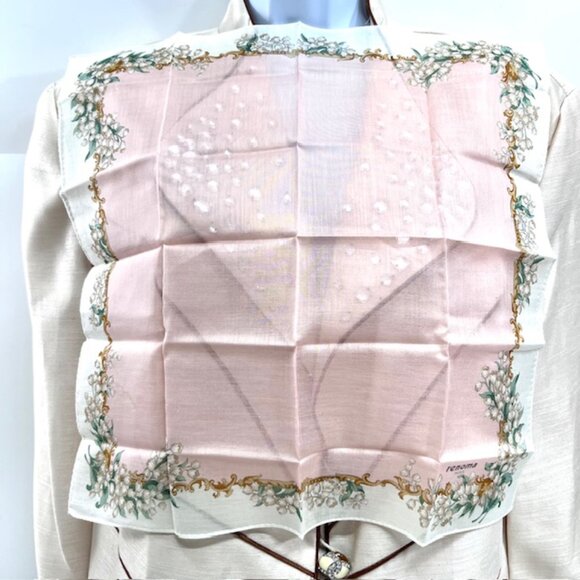 New Set of 3 RENOMA Paris Handkerchief coton 17"pijk blue white green florR(43 - Picture 5 of 10